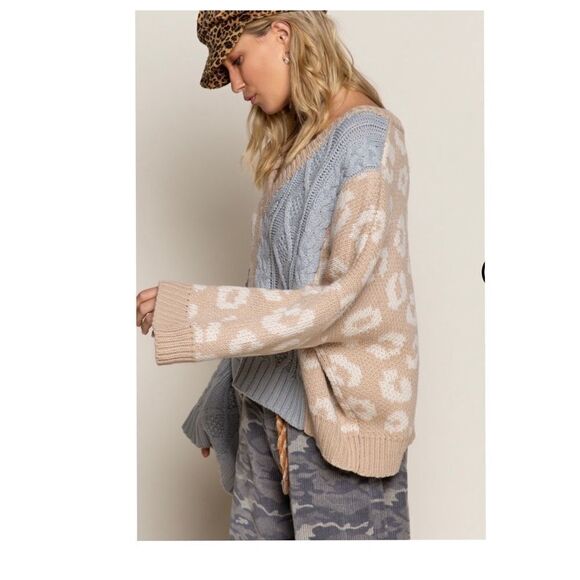 COPY - V-neck Sweater in Camel and Dove Gray - Picture 12 of 12